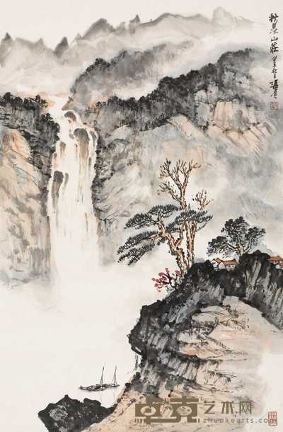 张尔宾 秋泉山庄 镜心 67×46cm